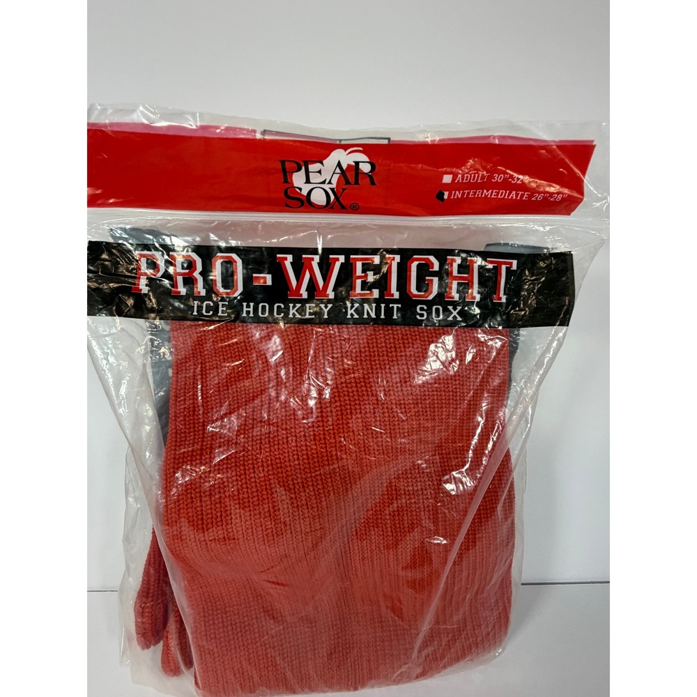 New Pear Sox Ice Hockey Knit Sox Intermediate 26-28 Red Athletic Sports Gear